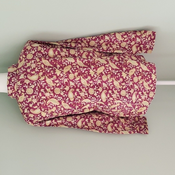 LL Bean Womens Corduroy Paisley Floral Long Sleeve Cotton Pocket Blouse - Picture 4 of 6